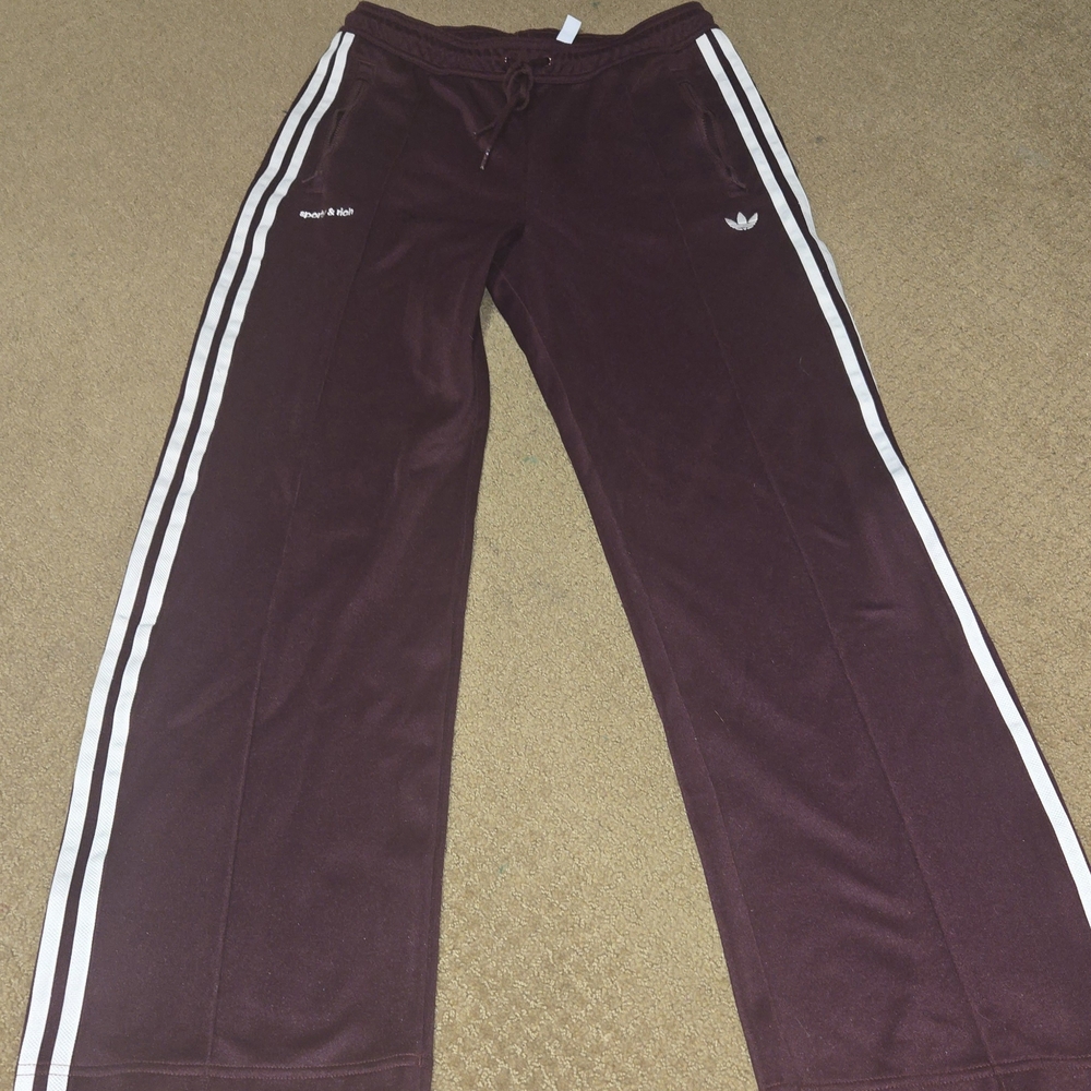 Sporty & Rich X Adidas Burgundy Track Pants with Side Stripes - Picture 6 of 11